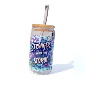 “Stronger Than The Storm” Glass Mug